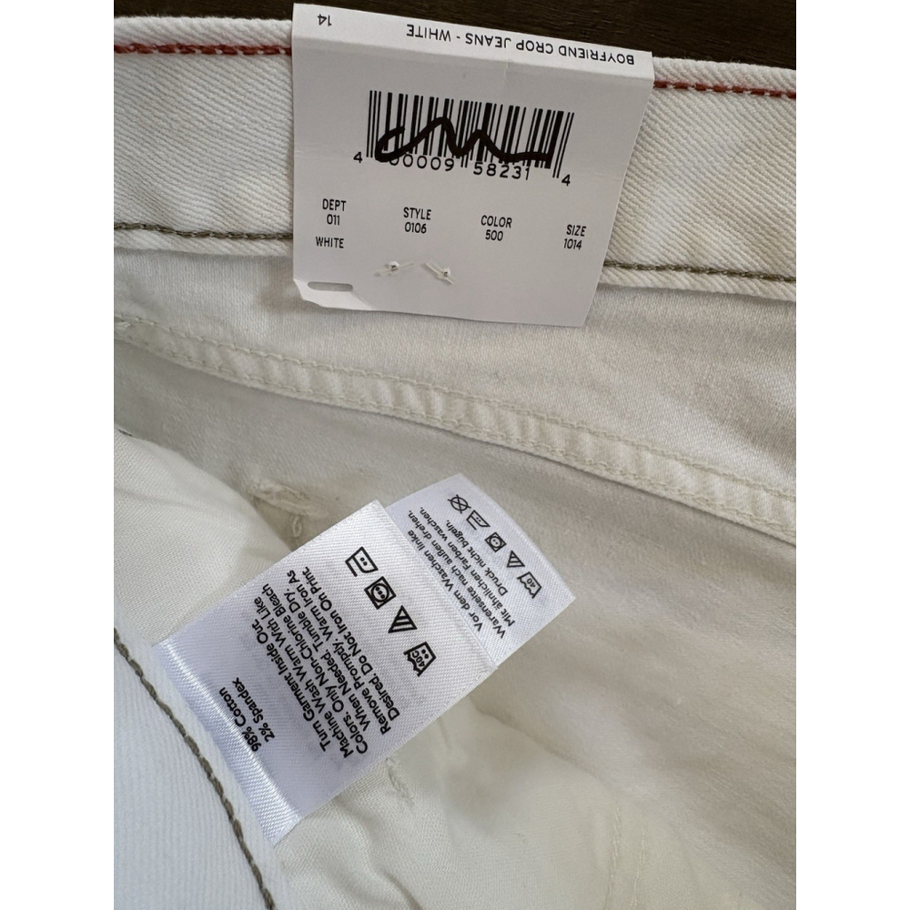 Eddie Bauer Women’s Boyfriend Crop Jeans White Size 14 NWT Tapered Leg - Picture 4 of 7